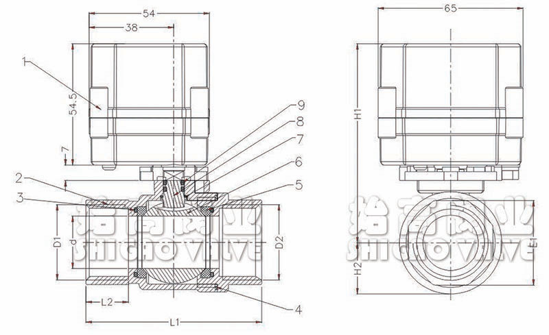 不銹鋼微型電動(dòng)球閥外形尺寸