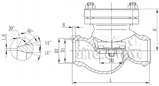 對焊低溫止回閥尺寸圖