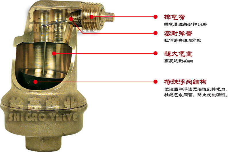 不銹鋼不漏液排氣閥結構示意圖