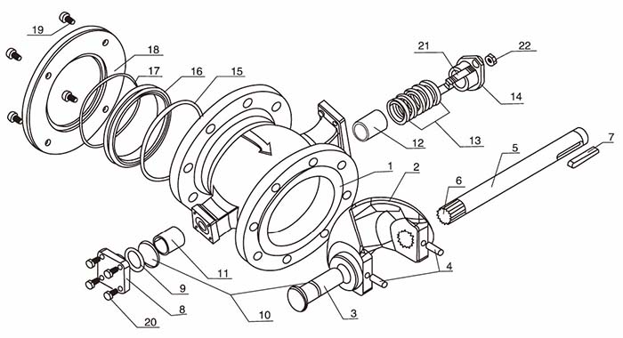 氣動(dòng)V型球閥結構