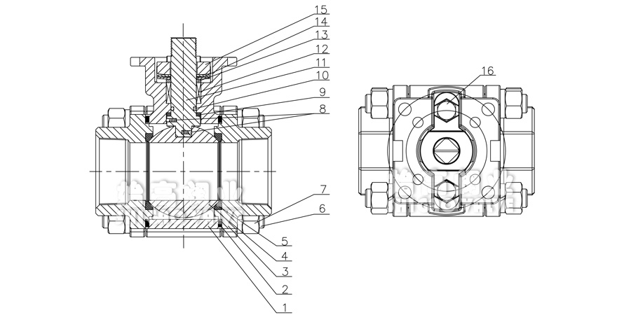 三片式高壓球閥結構