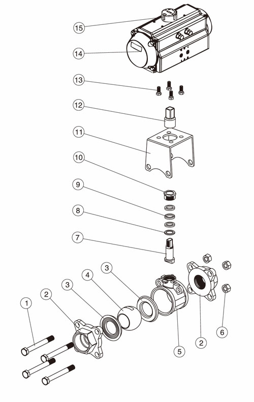 氣動(dòng)三通球閥結構