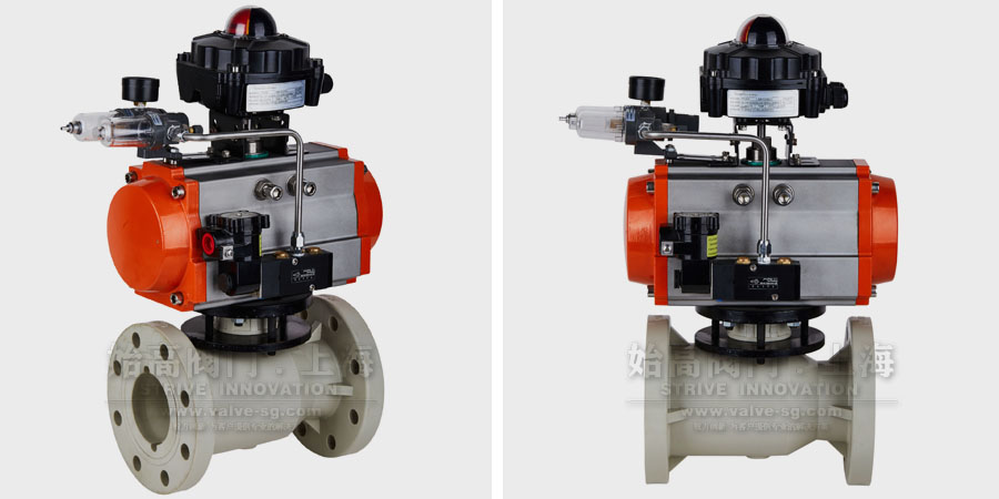 PPH氣動(dòng)法蘭塑料球閥