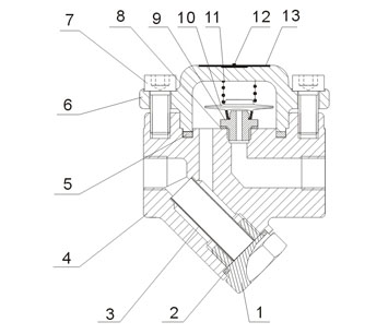 膜盒式蒸汽疏水閥零件圖