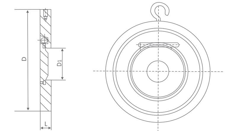 對夾單瓣旋啟式止回閥外形尺寸