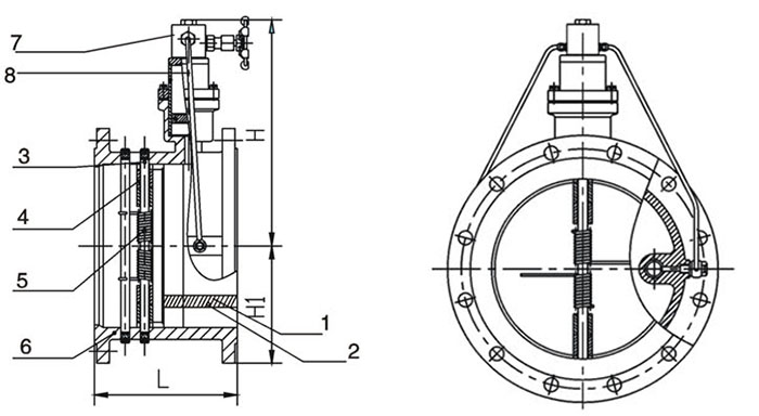 微阻緩閉蝶式止回閥外形尺寸