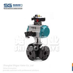 氣動(dòng)法蘭三通球閥圖2