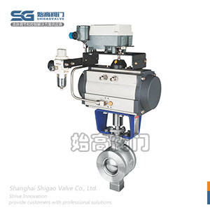 氣動(dòng)對夾V型球閥圖2