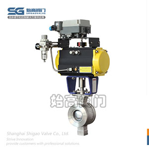 氣動(dòng)對夾V型球閥圖4