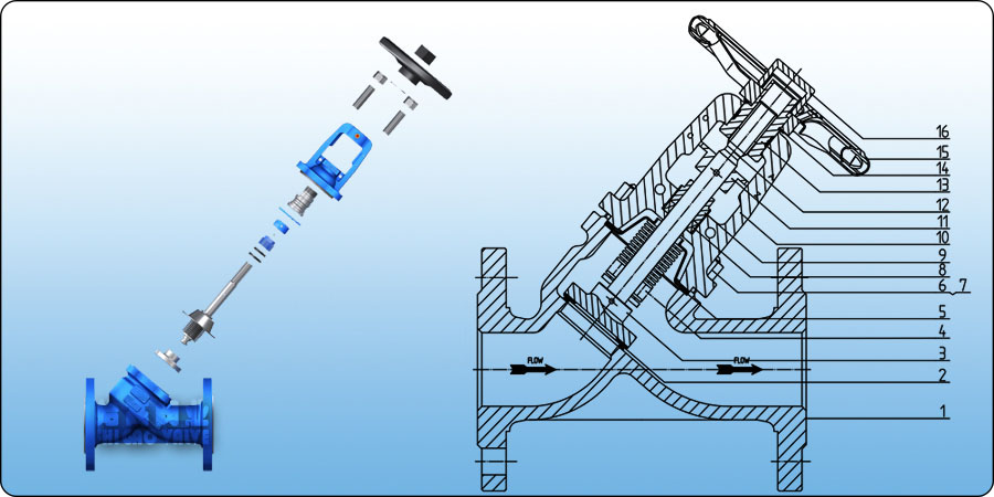 德標Y型波紋管截止閥結構示意圖