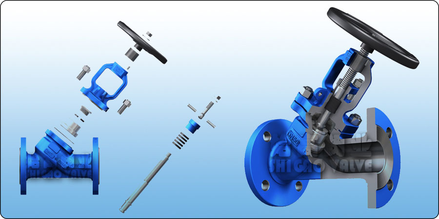 德標Y型截止閥結構示意圖