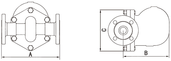 雙閥座杠桿浮球式疏水閥尺寸圖1