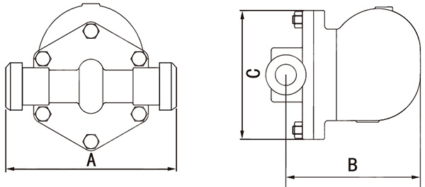 雙閥座杠桿浮球式疏水閥尺寸圖1