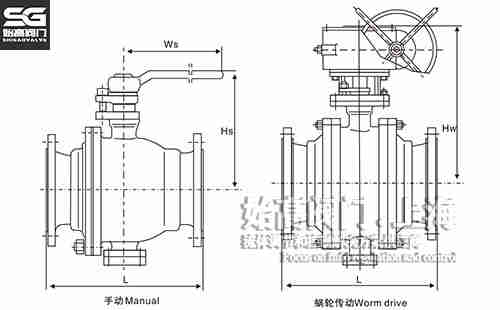 蝸輪固定式球閥尺寸 蝸輪固定式球閥尺寸