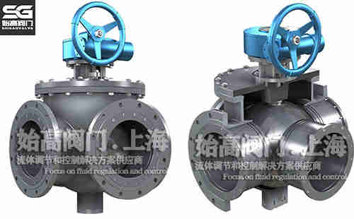 上裝式蝸輪三通球閥結構 上裝式蝸輪三通球閥結構