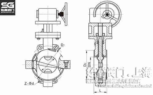 蝸輪對夾襯氟蝶閥尺寸 蝸輪對夾襯氟蝶閥尺寸
