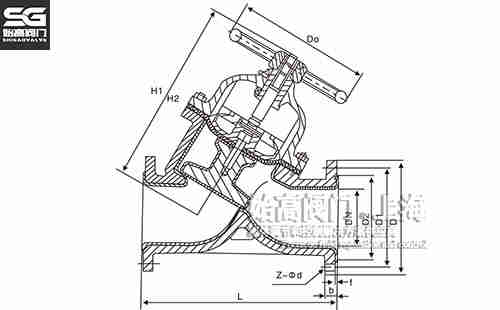 襯膠隔膜閥(直流式)尺寸圖 襯膠隔膜閥(直流式)尺寸圖