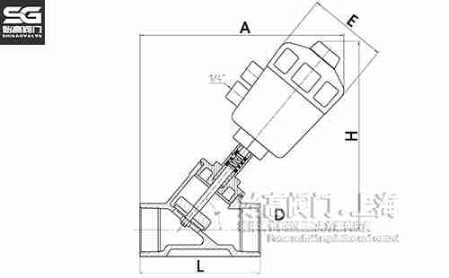 螺紋氣動(dòng)角座閥尺寸圖 螺紋氣動(dòng)角座閥尺寸圖